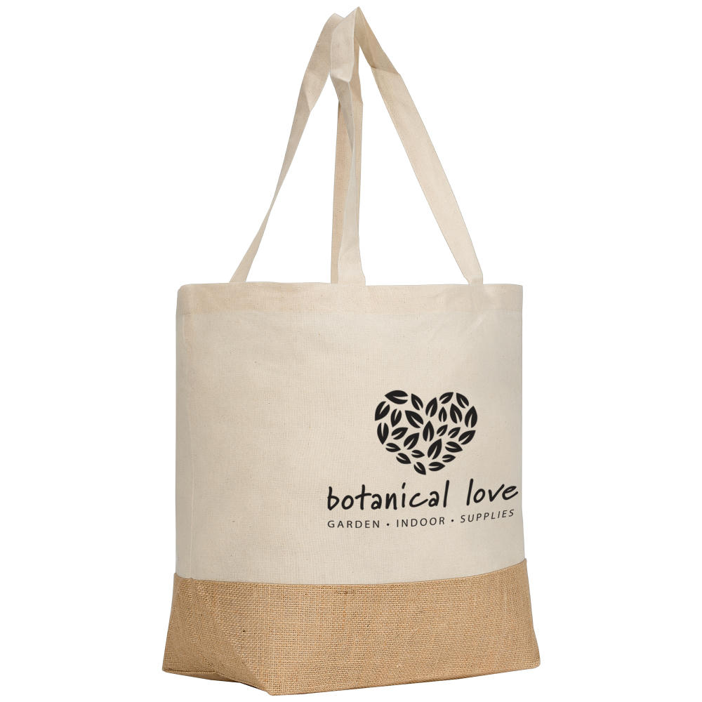 Rio™ Recycelte Baumwolle und Jute Einkaufstasche (140 g/m²) Werbeartikel