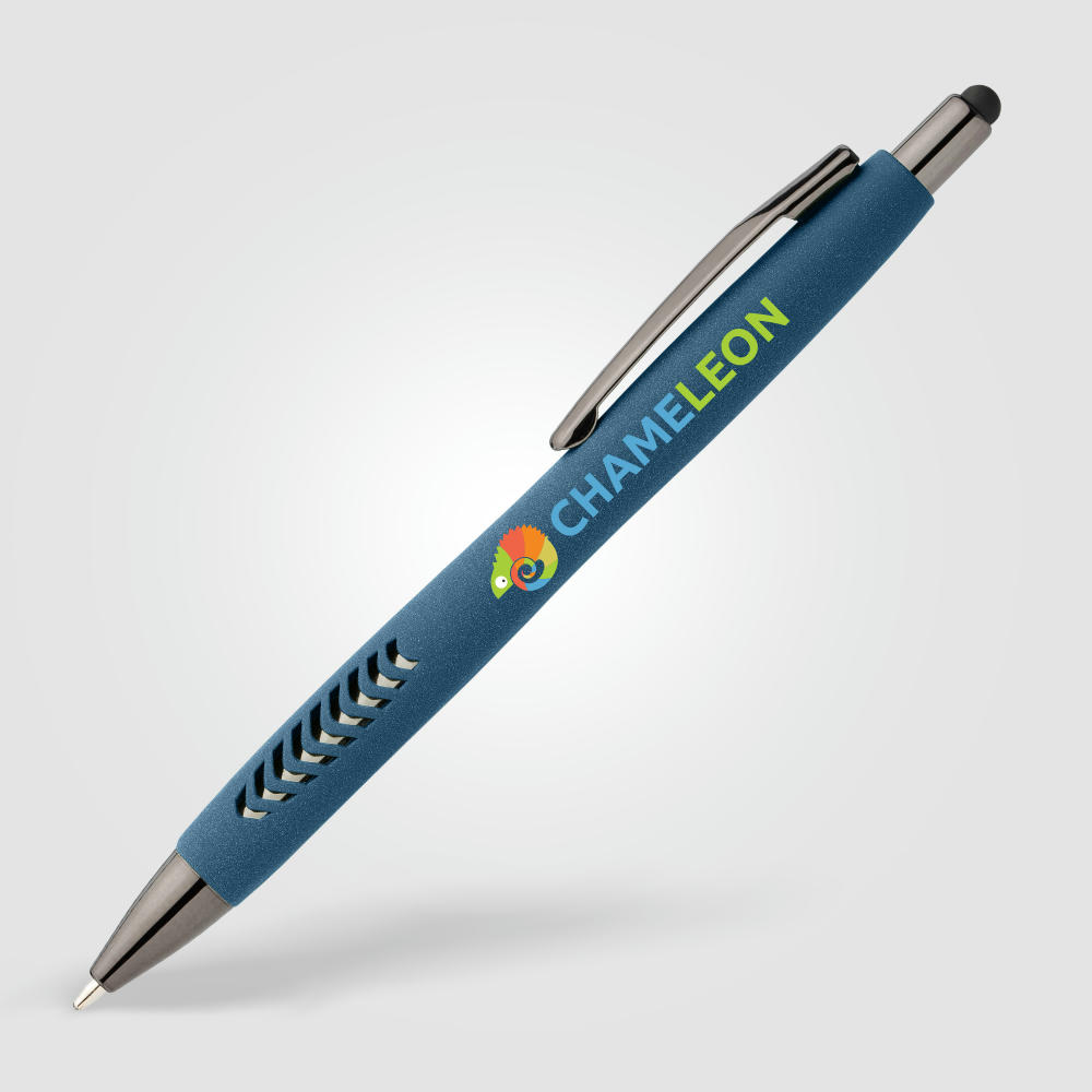 Avalon Kugelschreiber mit Stylus in Steinoptik aus recyceltem Kunststoff  Werbeartikel