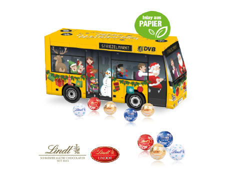 Product image 3D Adventskalender "Bus" mit Lindt Schokolade mit Papier-Inlay Werbeartikel