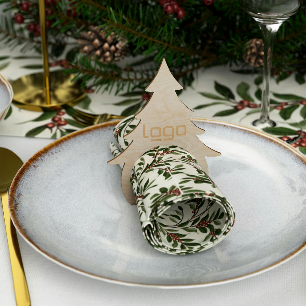 Serviettenring "Tannenbaum" 4-er Set (FSC® zertifiziert) Werbeartikel