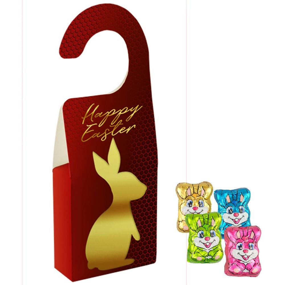 Product image Schoko-Hasen Mix, ca. 36g, Türhänger Box Werbeartikel