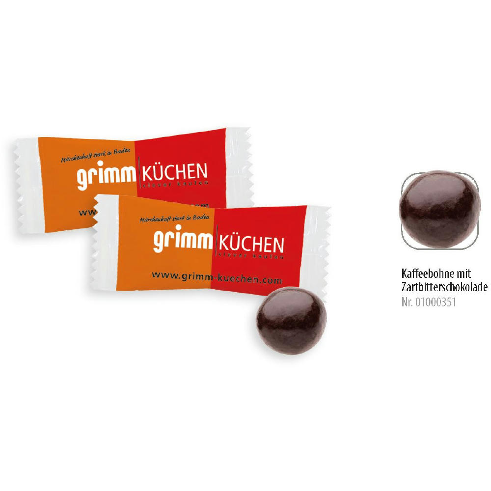 Product image Schoko-Kaffeebohne im Flowpack, 1 Stück, Inhalt: Schoko-Kaffeebohne Werbeartikel