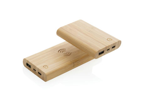 8.000mAh Bambus-Wireless-Powerbank bedrucken