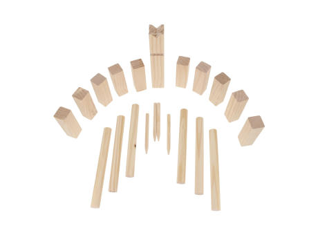 Kubb Spiel aus Holz mit Beutel Werbeartikel