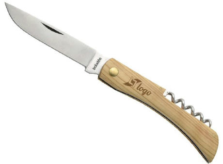 Traditionelles Taschenmesser 'Terroir', Korkenzieher, Olivenholz Werbeartikel