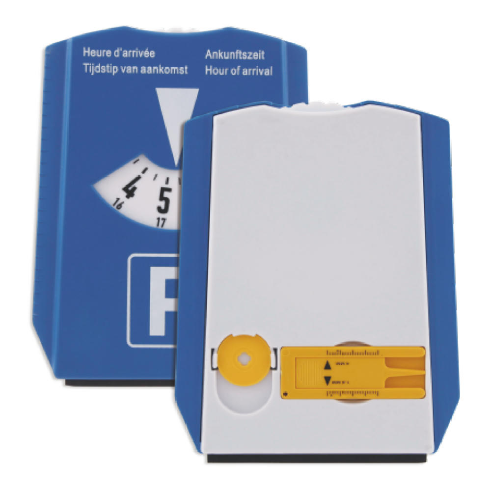 Product image Parkscheibe mit Eiskratzer, Einkaufswagenmünzen und Reifenprofilprüfer Werbeartikel