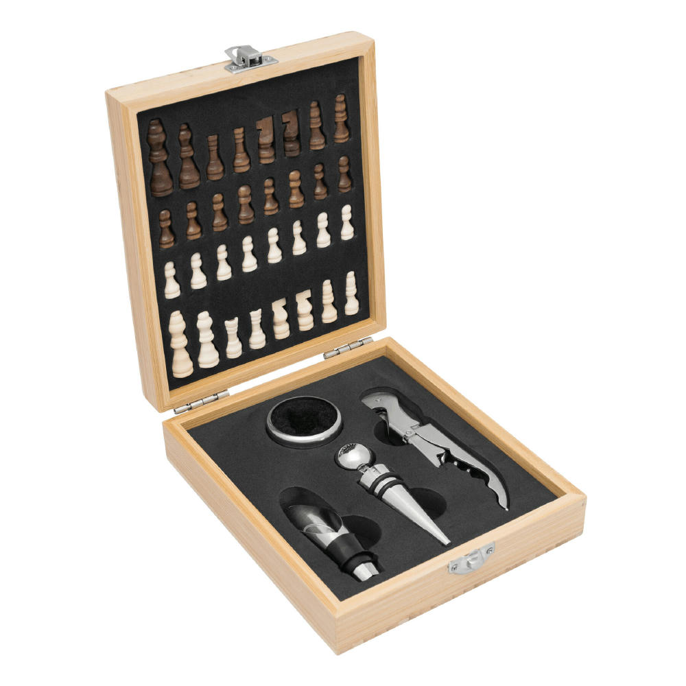 Product image BAMBOO CHESS - Weinsetmit Schachspiel Werbeartikel