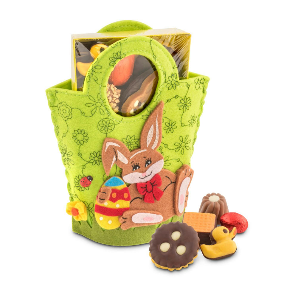 Product image Geschenkartikel / Präsentartikel: Filztasche Hase, Ostergebäckmischung 200 g Werbeartikel