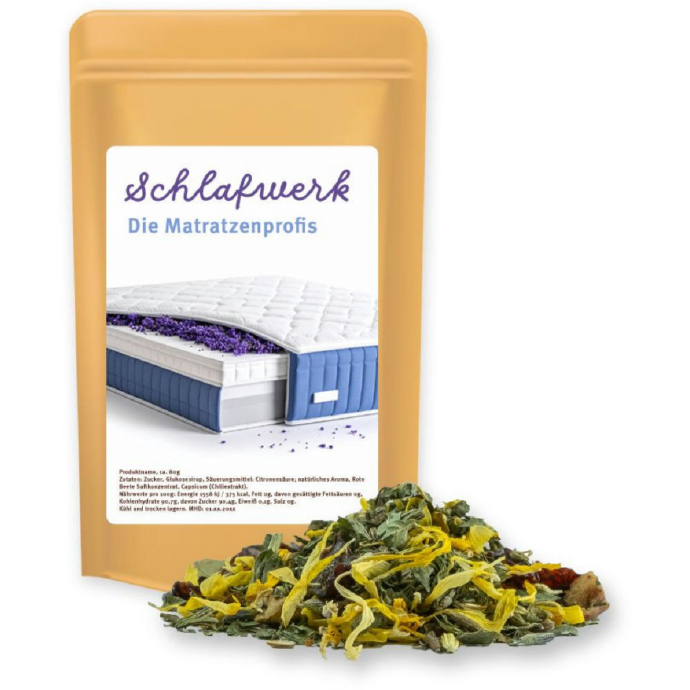 Kräutertee Lavendel, ca. 11g, Standbeutel Mini Werbeartikel