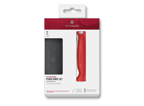 Schneidebrett Picknick Messer Set, 2tlg, 11cm, Wellen, schwarz Werbeartikel