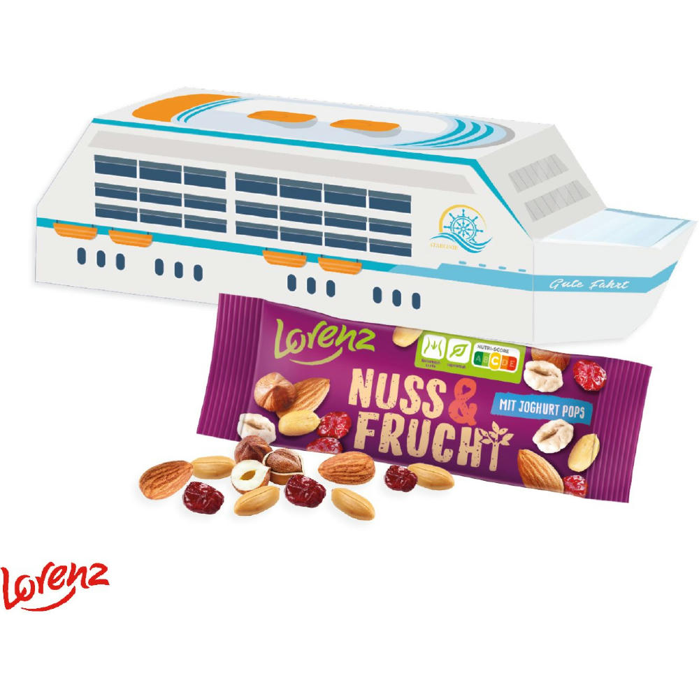 Product image 3D Präsent "Schiff" mit Lorenz Nuss & Frucht Werbeartikel