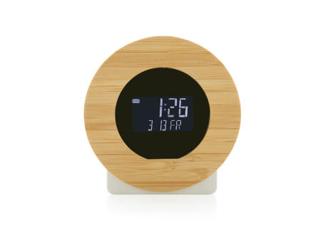 Utah Tischuhr aus RCS rKunststoff & Bambus Werbeartikel