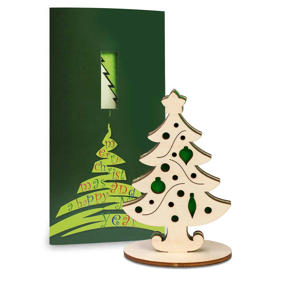Steckfiguren-Karte Filz Premium - Tannenbaum Premium 4/0-c Werbeartikel