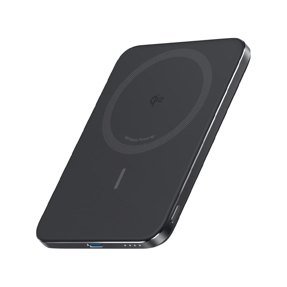 Anker Nano Wireless 5.000 mAh Powerbank MagGo Slim Qi2 mit 15W Induktionsladen und Firmenlogo