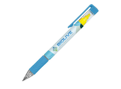 Product image DELOS Kugelschreiber Bright und gelbe Textmarker mit 4c-Druck all-over Werbeartikel