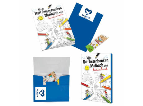 Malbuch / Mal-Set A6 - Raiffeisenbanken - Malset neutral Werbeartikel