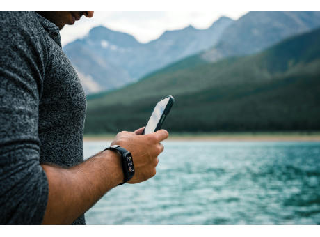 1,47" Aktivitätsuhr aus RCS recyceltem TPU mit Pulsmesser Werbeartikel