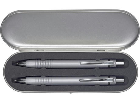 Schreib-Set TRIANGLE SILBER, incl. 2-er Metall-Etui Werbeartikel