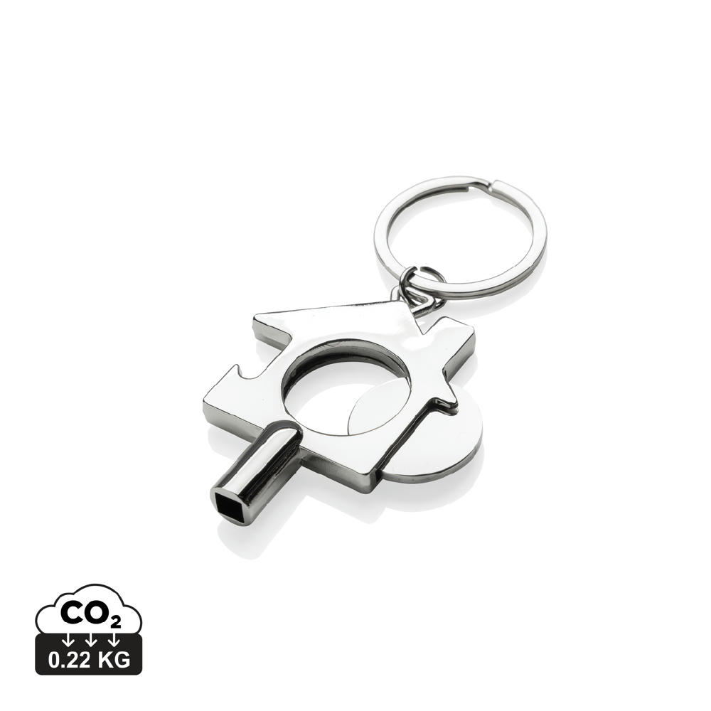 Product image 3-in-1 Schlüsselring aus RCS rec. Zinklegierung Werbeartikel