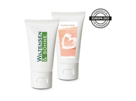 Product image Pflegetube Basic 50 ml - Hand- und Nagelcreme sensitiv mit Aloe Vera, Sheabutter, Mandelöl & Avocadoöl Werbeartikel