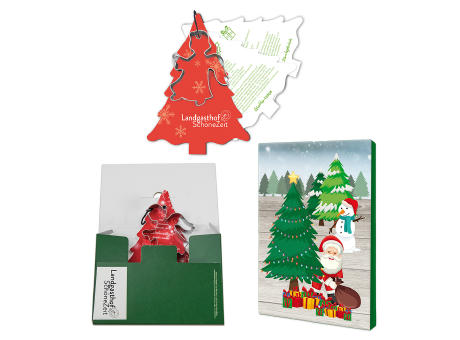 Product image Backförmchen mit Rezeptblock Tannenbaum - Engel - in weihnachtlicher Mappe (neutral) Werbeartikel
