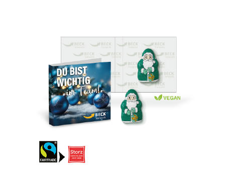 Werbe-Klappkarte mit Weihnachtsmann von Storz, vegan Werbeartikel