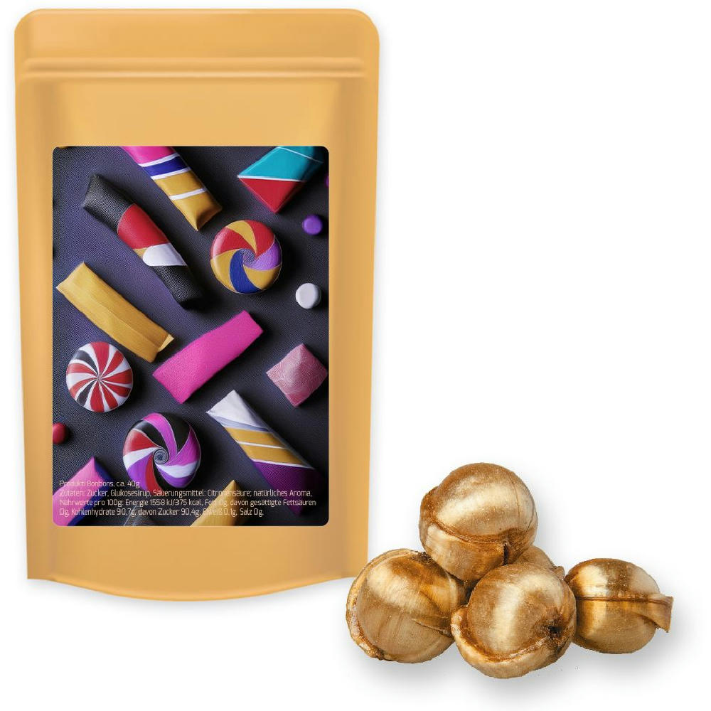 Product image Goldnüsse Bonbons, ca. 80g, Standbeutel Midi Werbeartikel