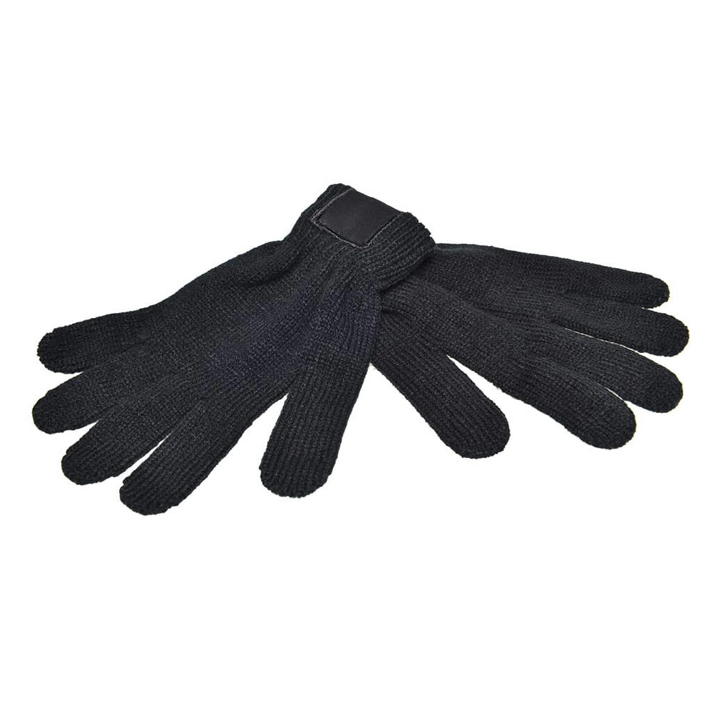 Product image Schwarze Strickhandschuhe mit Label am Bündchen, freigestellt – Winterhandschuhe mit Logo für Ihre Kunden