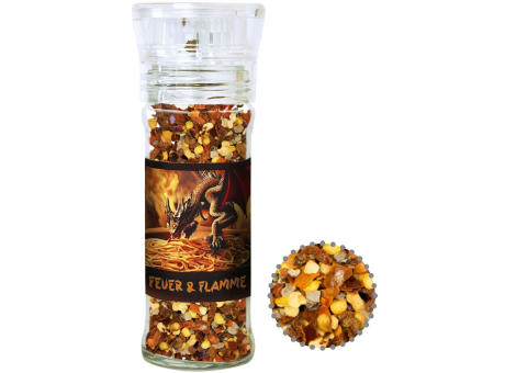 Product image Gewürzmischung Feuer und Flamme, ca. 45g, transparente Gewürzmühle Werbeartikel