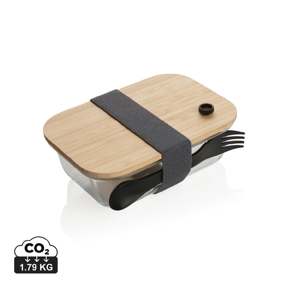 Product image Lunch-Box aus Glas mit Bambusdeckel Werbeartikel