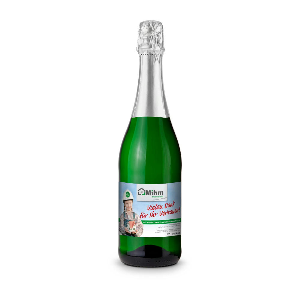 Product image Sekt Cuvée - Flasche grün - Kapselfarbe Gold, 0,75 l Werbeartikel