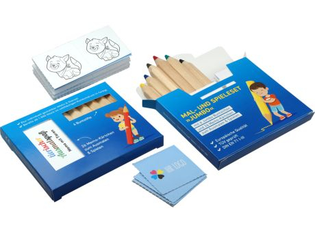 JUMBO Buntstifte Set mit Memo-Kärtchen, inkl. individueller Rundumdruck Werbeartikel