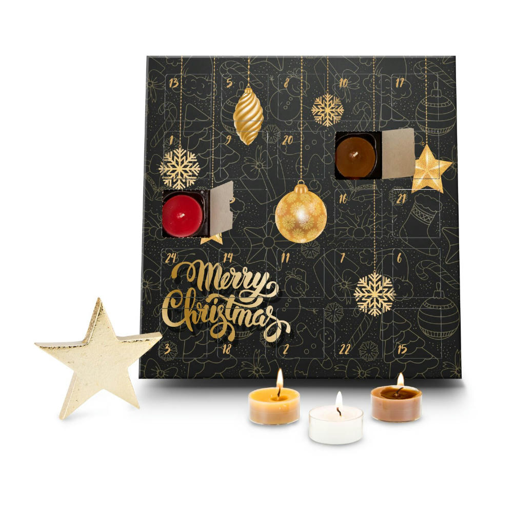 Product image Geschenkartikel / Präsentartikel : Duftkerzen Adventskalender Merry Christmas Werbeartikel