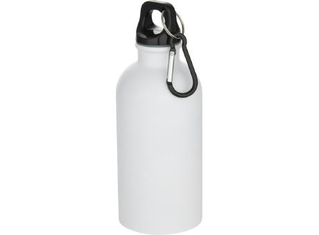 Oregon 400 ml matte RCS-zertifizierte einwandige Trinkflasche aus recyceltem Edelstahl mit Karabinerhaken Werbeartikel