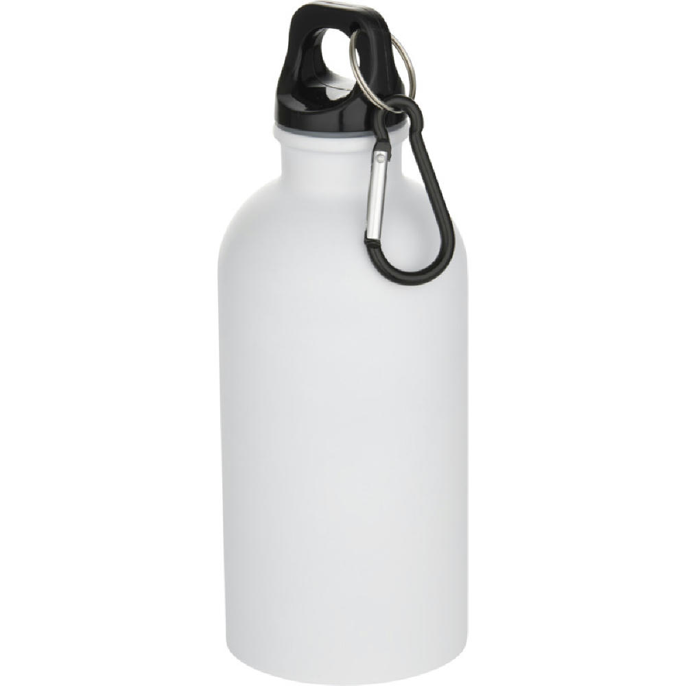Product image Oregon 400 ml matte RCS-zertifizierte einwandige Trinkflasche aus recyceltem Edelstahl mit Karabinerhaken Werbeartikel
