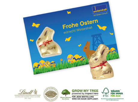 SCHOKOKARTE MIT LINDT GOLDHASE Werbeartikel