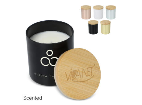 Bhakti-Duftkerze auf pflanzlicher Basis in recyceltem Aluminiumgefäß Werbeartikel