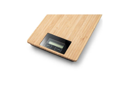 HEISENBERG. Digitale Küchenwaage aus Bambus Werbeartikel