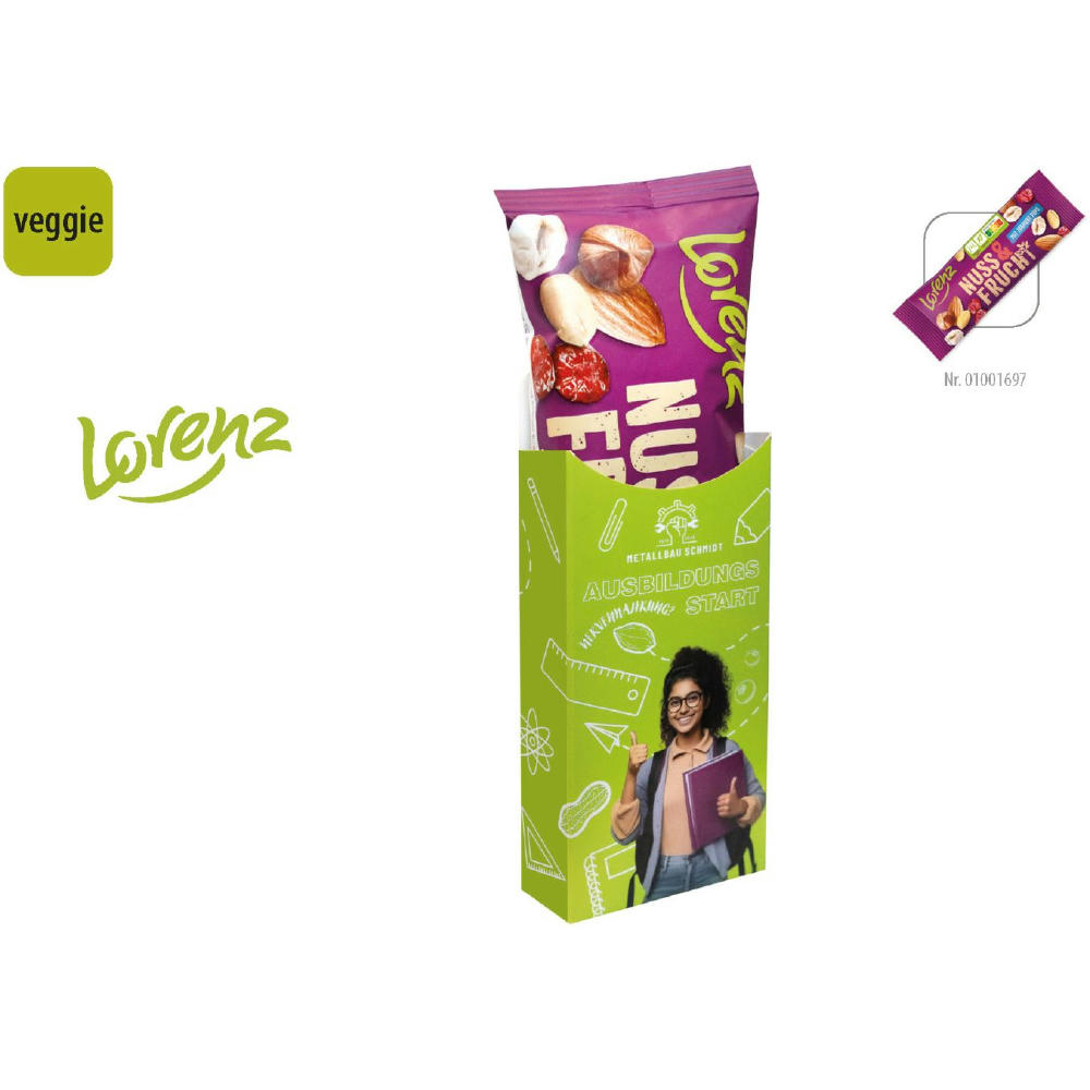 Product image LORENZ Snack Box im Schuber, 40 g, Inhalt: Nuss & Frucht mit Joghurt Pops Werbeartikel