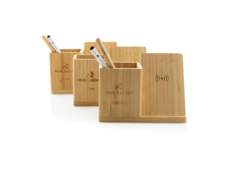 Calgary kabelloses 10W-Ladegerät aus Bambus Werbeartikel