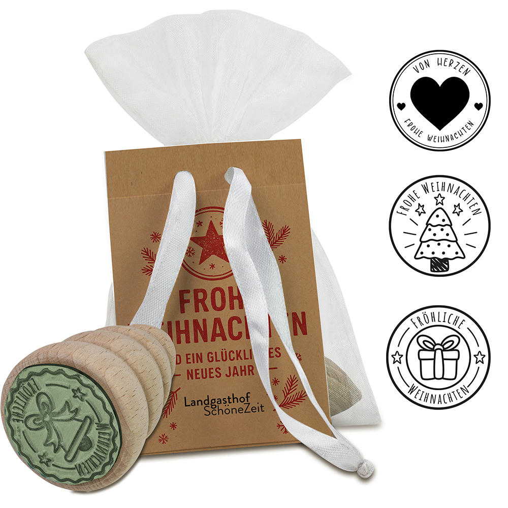 Product image Holz & Herz Festtagsstempel - Druck individuell 4/4-c Werbeartikel