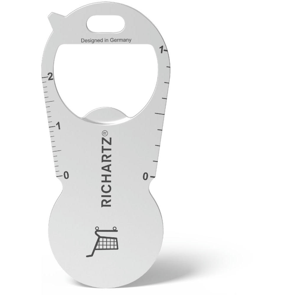 RICHARTZ Einkaufswagenlöser duo: Einkaufswagenlöser mit Flaschenöffner, Lineal und Einkaufswagen-Symbol