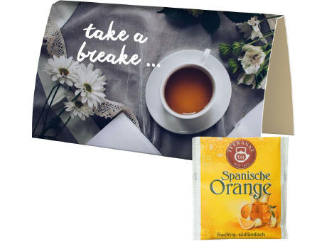 Product image Beuteltee Spanische Orange, ca. 2,5g, Werbekarte A6 gefaltet Werbeartikel