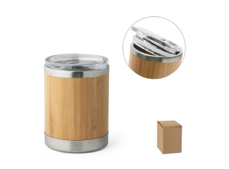 LYCKA. Becher aus Bambus und Edelstahl, 350 ml bedrucken