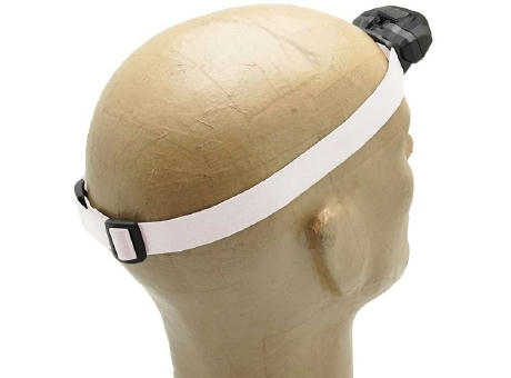 Elastisches Band 2,5cm für Stirnlampe 3W 'Sirius', weiß Werbeartikel