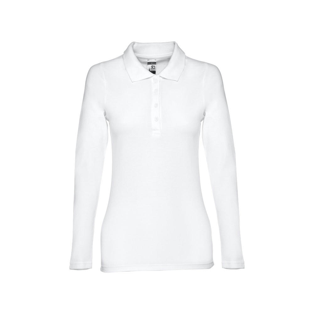 THC BERN WOMEN WH. Langärmeliges Poloshirt für Damen aus kardierter Baumwolle Werbeartikel