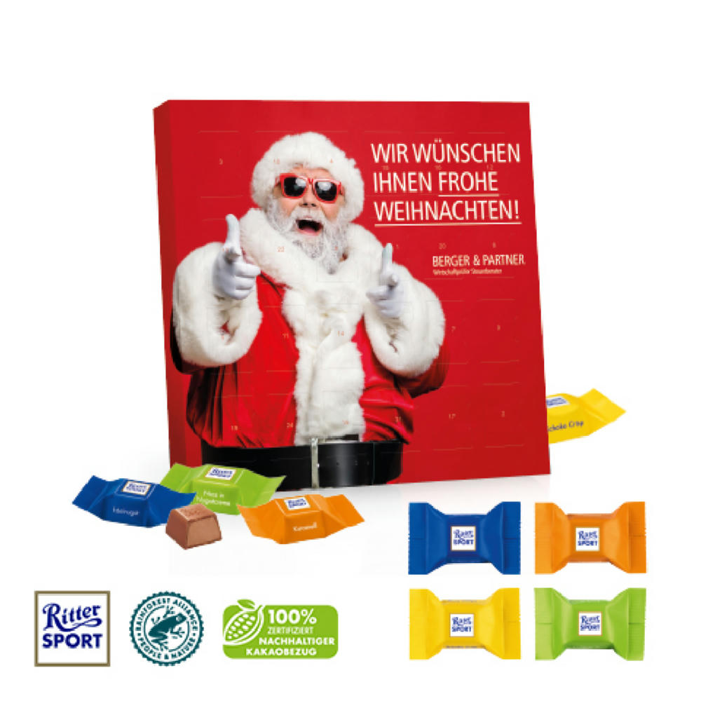 Tisch-Adventskalender mit Ritter SPORT Schokowürfel Werbeartikel
