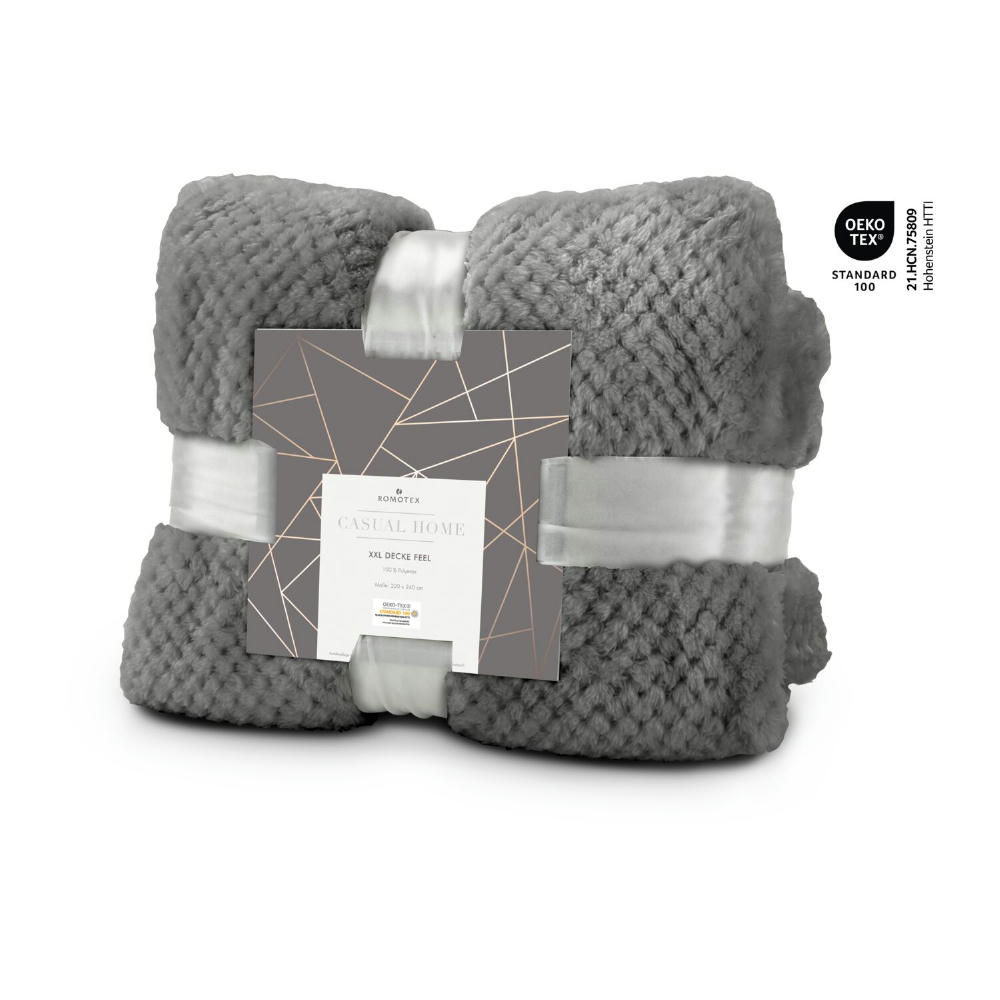 Product image XXL Decke Feel grau - 220 x 240 cm, 275 g/m² Werbeartikel
