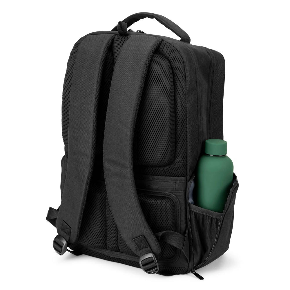 COPENHAGEN. Wasserabweisender Rucksack aus recyceltem Twill mit zwei großen Fronttaschen, 17'3 Zoll Werbeartikel