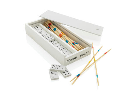Deluxe Mikado/Domino Set in Holzbox Werbeartikel